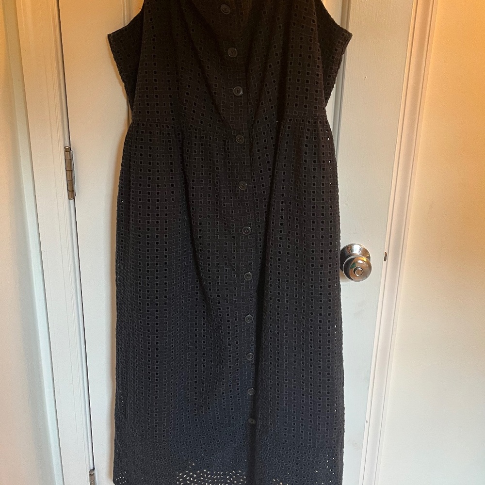 J Crew Dress, Black, Eyelet/Embroidered, NWOT size 20